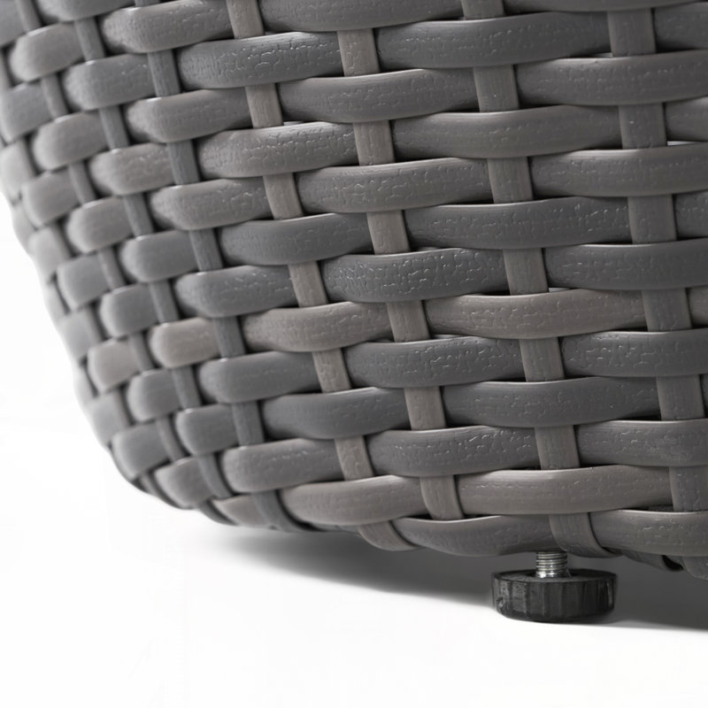 Table d'appoint de patio avec plateau rond, osier Ratten, Gris