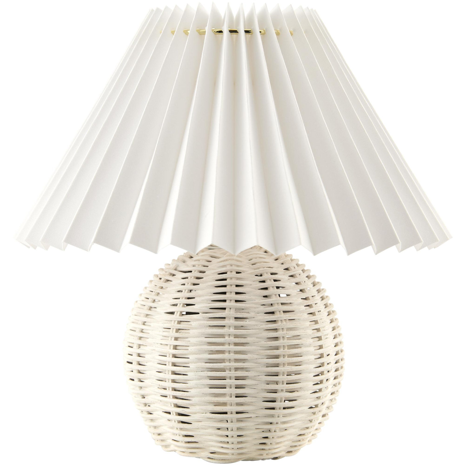 Chemise Rattan Table Lamp, White, Traditional