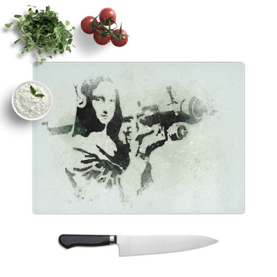Glass Mona Lisa by Banksy Chopping Board