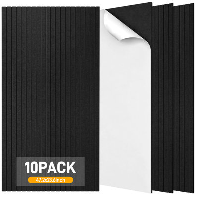 BaseNoir 10 PCS Acoustic Wall Panels 2x4 FT Self-Adhesive Sound Absorbing Panels Reduce Echo & Improve Room Acoustics  for Home Studio Recording Studio Living Room Easy DIY Installation