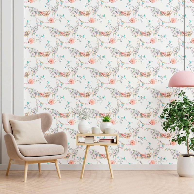 Rouleau de papier peint Antigua, Rose, L 126 po x l 24 po