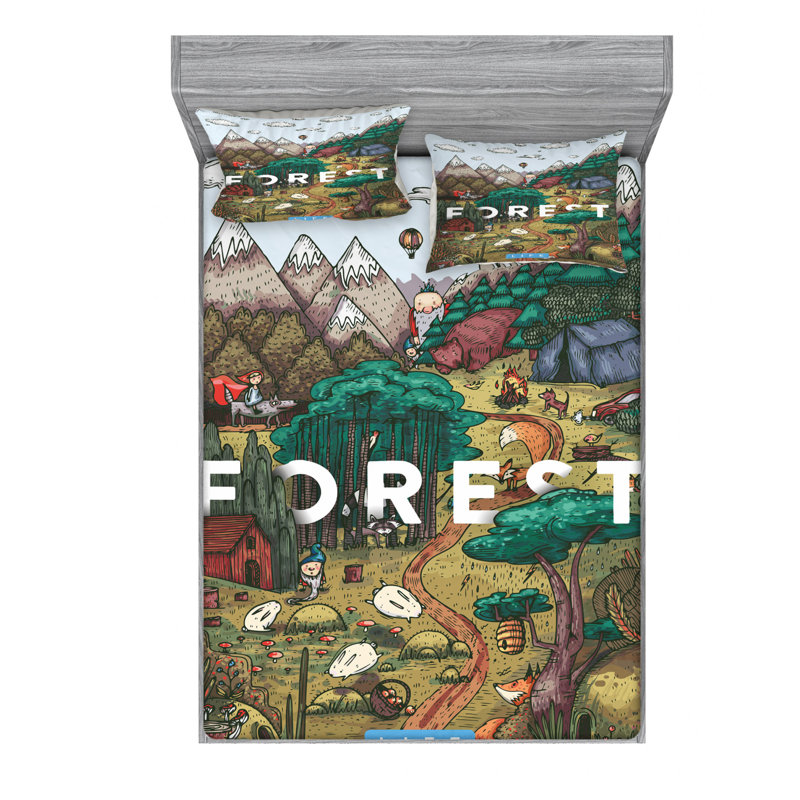 Ensemble de draps Mountain Range Valley, Ensemble de draps pour lit double avec un drap-hou