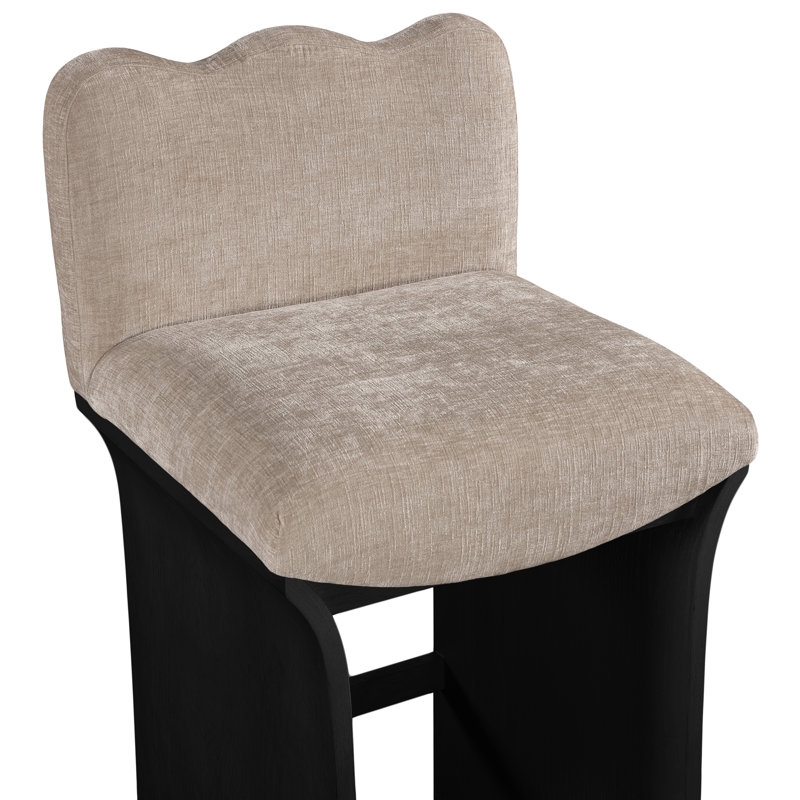Tabouret de comptoir Shaw Cassady, Noir, Tissu chenille beige