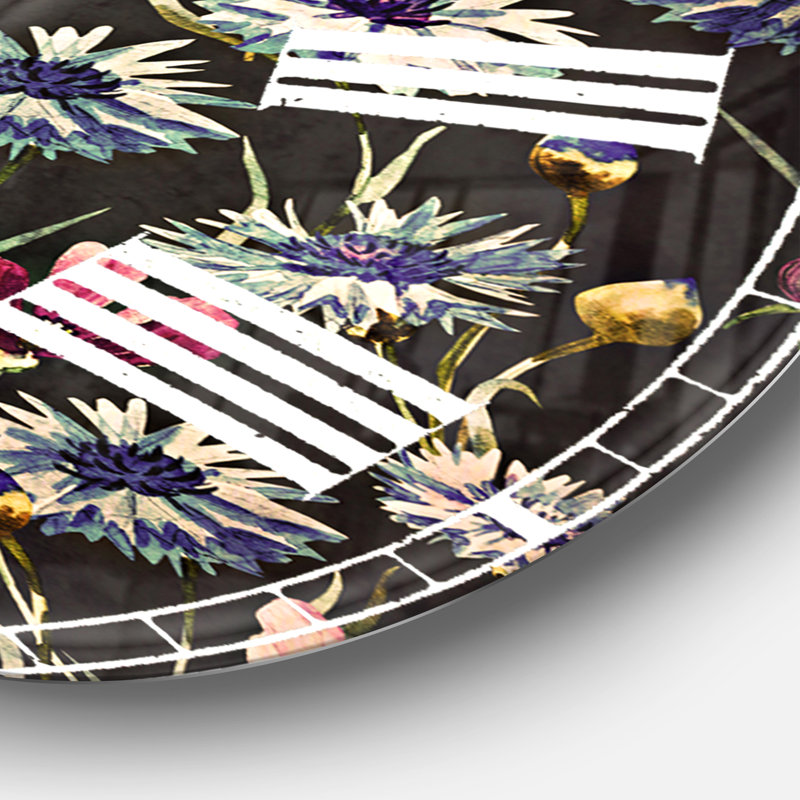 Fleurs de maïs multicolores - horloge murale traditionnelle, Surdimensionné
