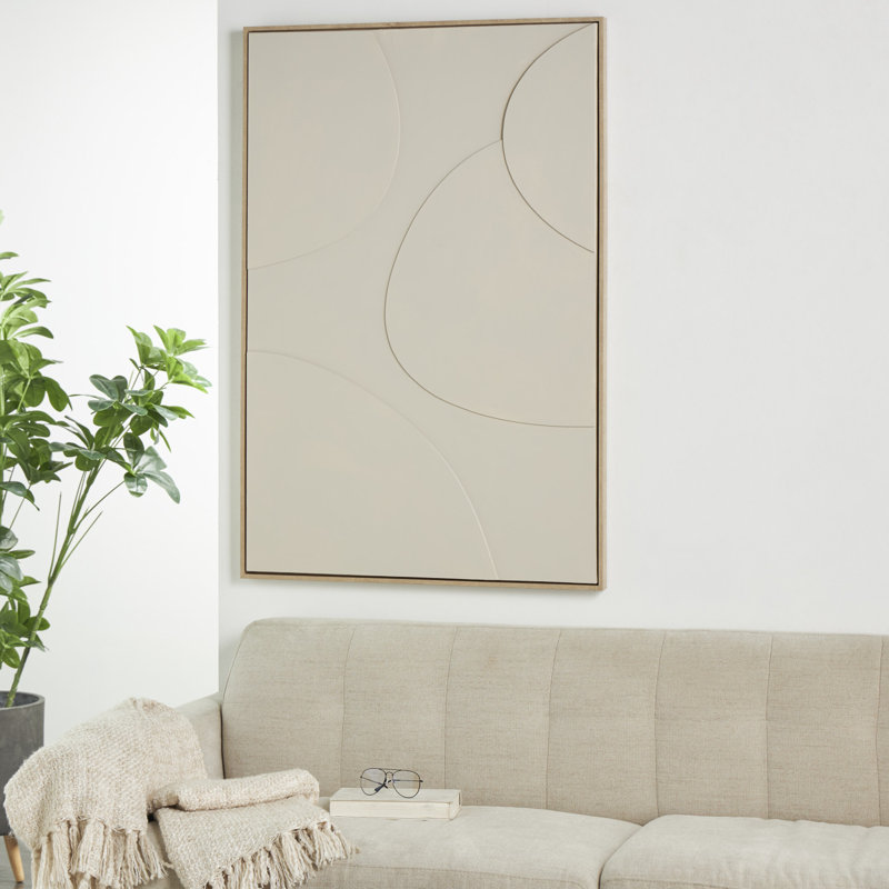 Adah Framed On Wood Minimalistic, Beige