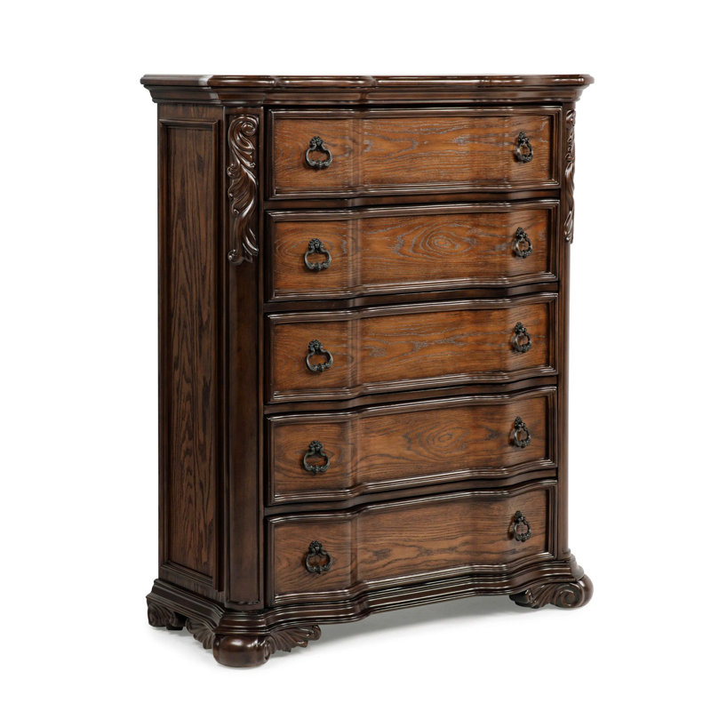 Commode de rangement avec dessus en marbre véritable et cinq tiroirs pour la chambre à coucher