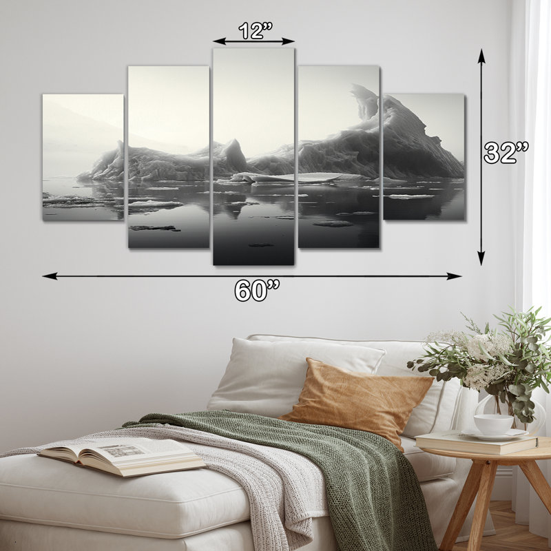 Luthman - Paysages, art mural, salon - 5 panneaux