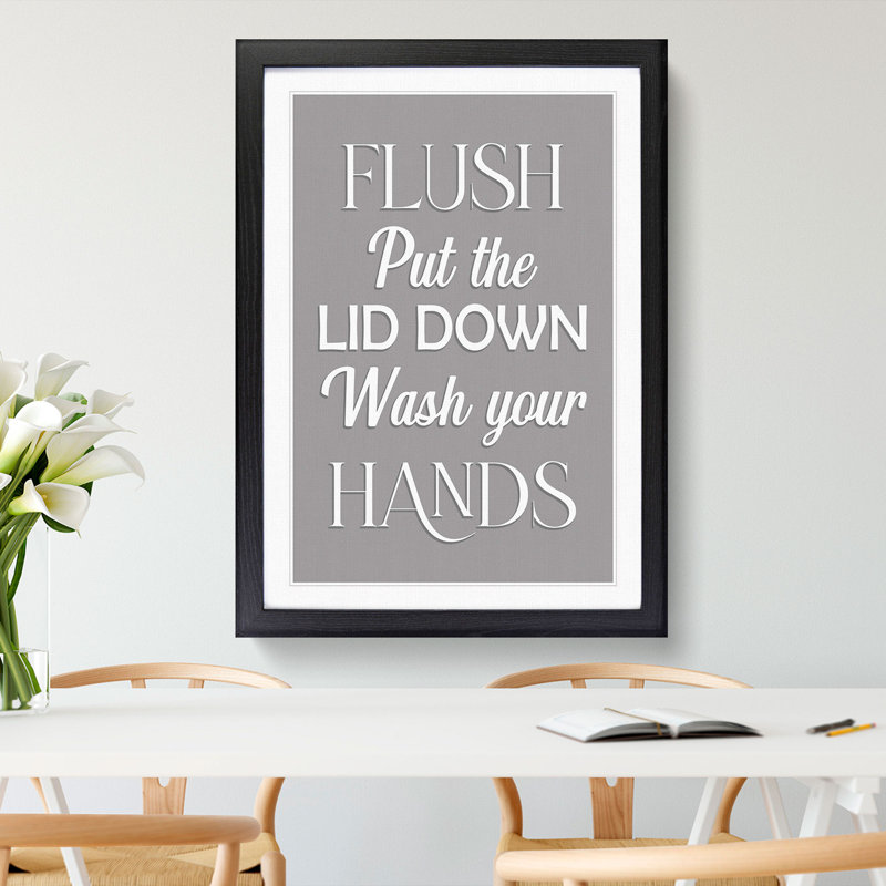 Put The Lid Down - Single Picture Frame Print on Wood, 90cm H x 65cm W x 2cm D, Black Framed