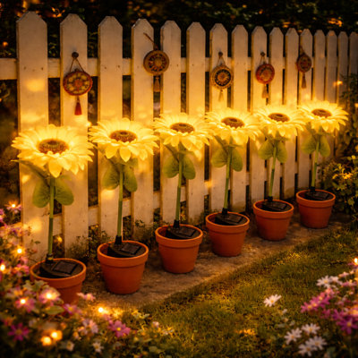 Solar Intergrated LED Pathway Lights Outdoor Waterproof Sunflower Lights for Garden Yard Patio and Halloween Decor