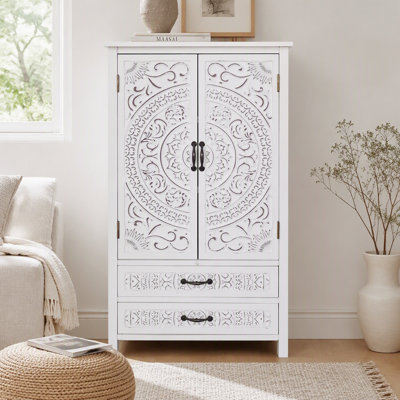 Buffet de rangement de 68,5 cm de haut, de style rustique, avec 2 portes et 2 tiroirs, idéal pour l'organisation de la maison.