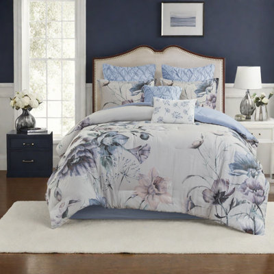 Piece Bedding Sets Cotton Queen, Blue Shabby Chic Home Bedroom
