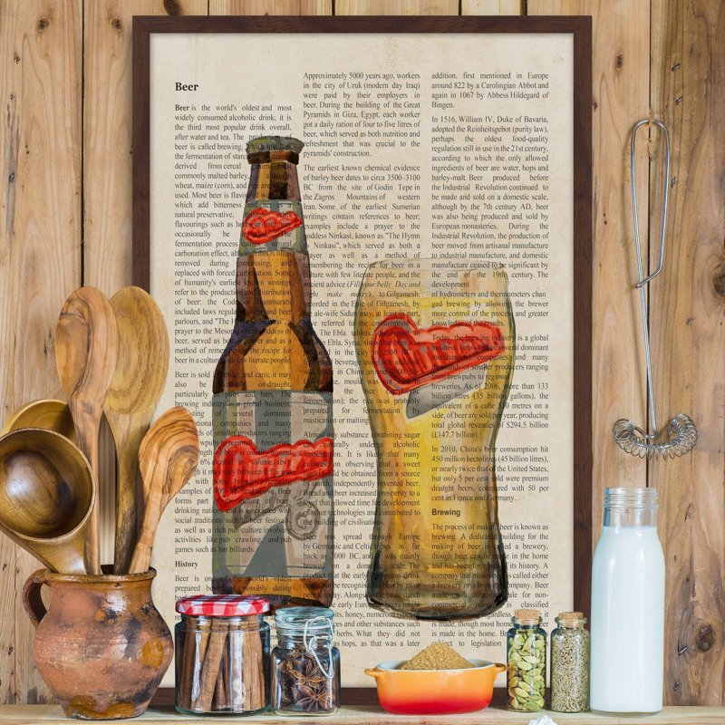 « bière history », reproduction d’art encadrée, H 18 po x l 12 po x P 1,5 po