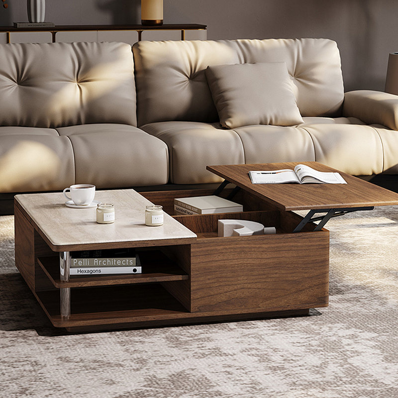 Walnut high-end adjustable coffee table