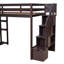 Lit mezzanine avec tiroirs, tablettes et escaliers de rangement intégrés, offrant beaucoup de rangement et une fonctionnalité polyvalente pour les familles en pleine croissance