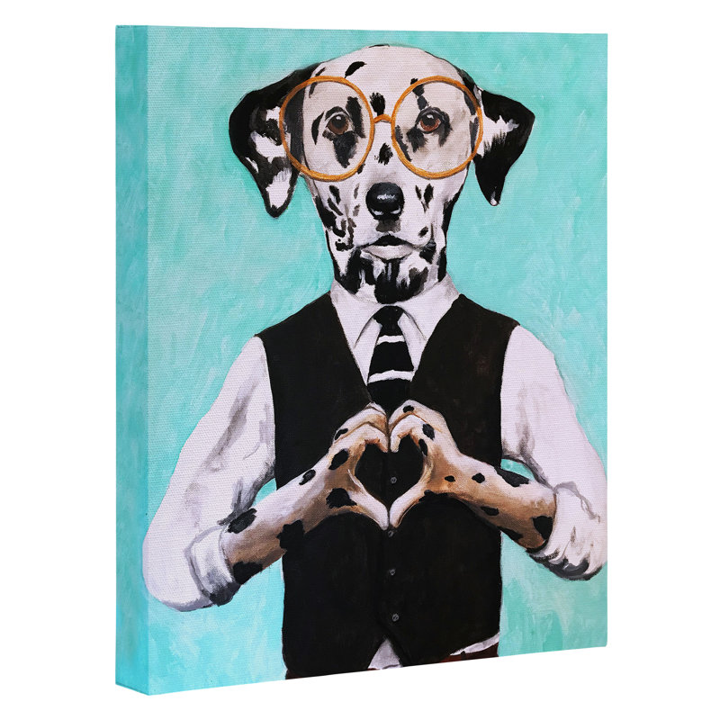 «Dalmatian with Finger Heart», impression sur toile, H 30 po x l 24 po x P 2 po