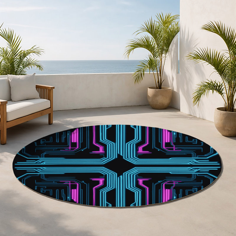 Tapis intérieur et extérieur Cyber Ray, Rond 5 pi
