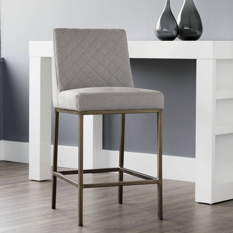 5West Upholstered Stool with Metal Frame, Dark Gray Performance Basketweave, Counter Stool (26" Seat Height)