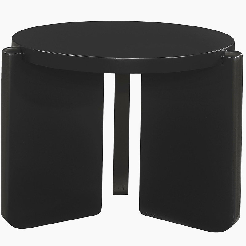 Harrison black round solid wood side table