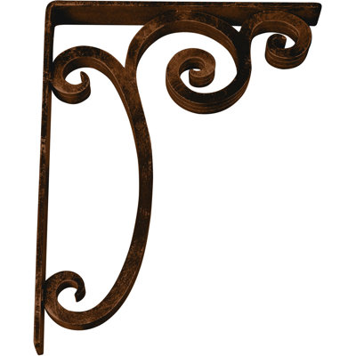 2"W x 12"D x 15"H Avery Wrought Iron Bracket, (Triple center brace), Antiqued Bronze