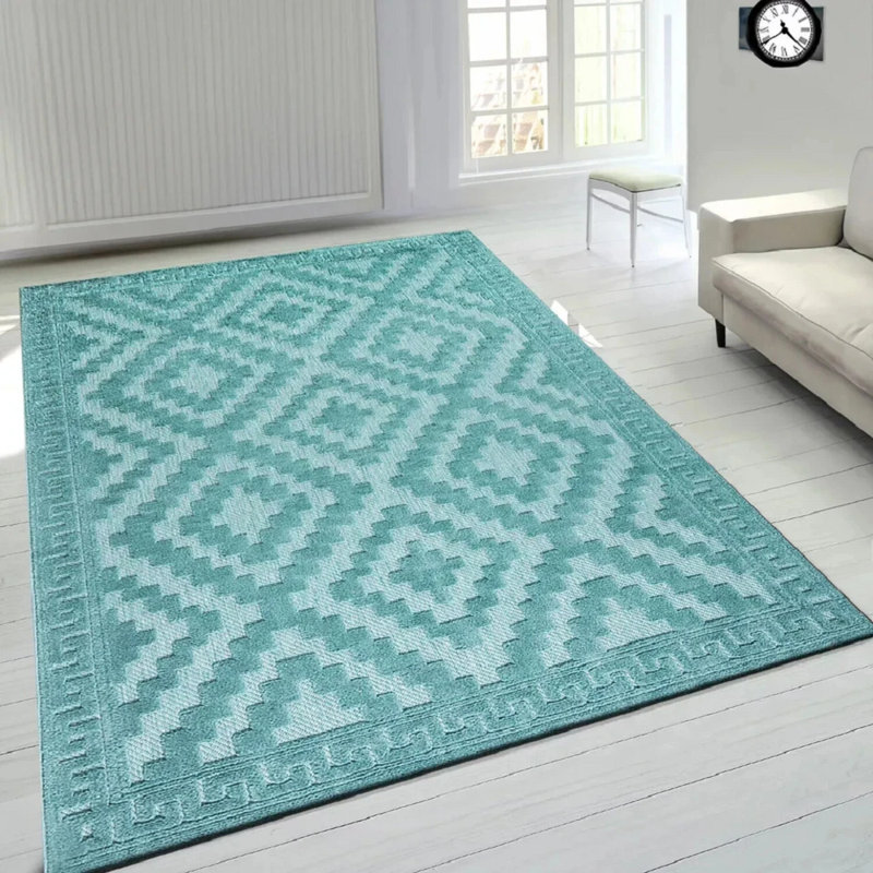Rectangle Chevron Indoor / Outdoor Washable Area Rug, Emeralad, Rectangle 120 x 170 cm