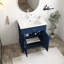 Ensemble de meuble-lavabo moderne avec surface peinte, meuble-lavabo autoportant avec rangement, meuble-lavabo haut de gamme avec poignées en métal, bleu-249601123