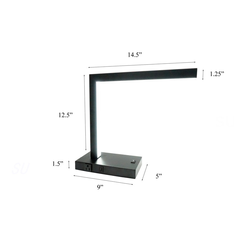 Lampe de bureau moderne à DEL avec prise USB et prise de courant