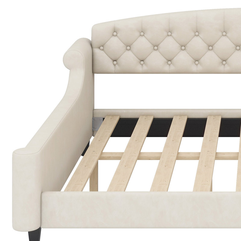 Canapé-lit avec capitonnage profond et construction durable pour les chambres d'amis ou les espaces de vie, Beige