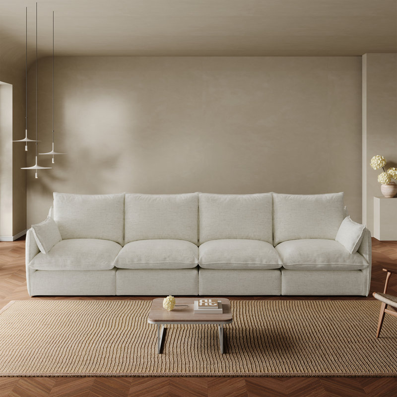 Canapé modulaire rembourré en U 124 po, Blanc