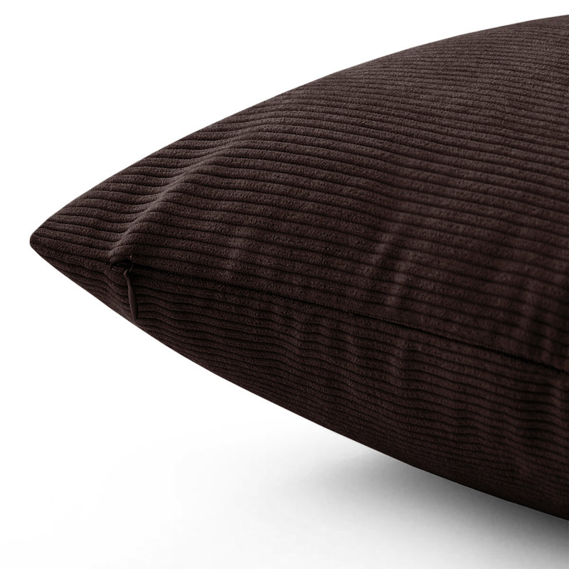 Striped Crushed Velvet Cushion Cover (Set Of 2) , Coffee