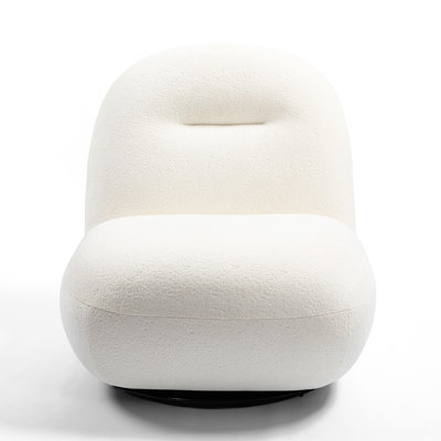 Modern Swivel Ice Flower Chair - White Velvet For Living Room Look Luxury Area Comfy With Eucalyptus