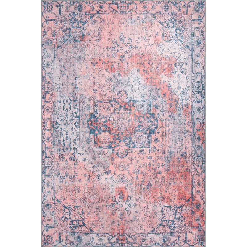 Tapis décoratif rose et gris, Tapis de couloir 2 pi 6 po x 9 pi 11 po