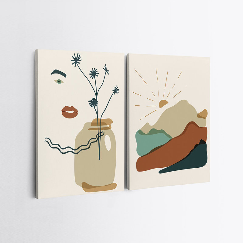 Élégantes peintures sur toile décoratives (2 pièces), 19,7 po x 27,6 po chacune | 100% toile avec cadres 100% bois | Superbe art mural pour le salon et la chambre à coucher, parfait pour la décoration intérieure et les idées de cadeaux
