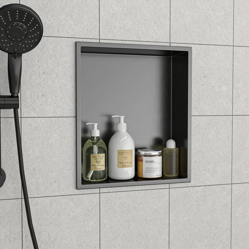 Niche de douche en acier inoxydable 15 po x 13 po, noir bronze, Bronze industriel-noir, H 13 po x l 15 po x P 3,94 po