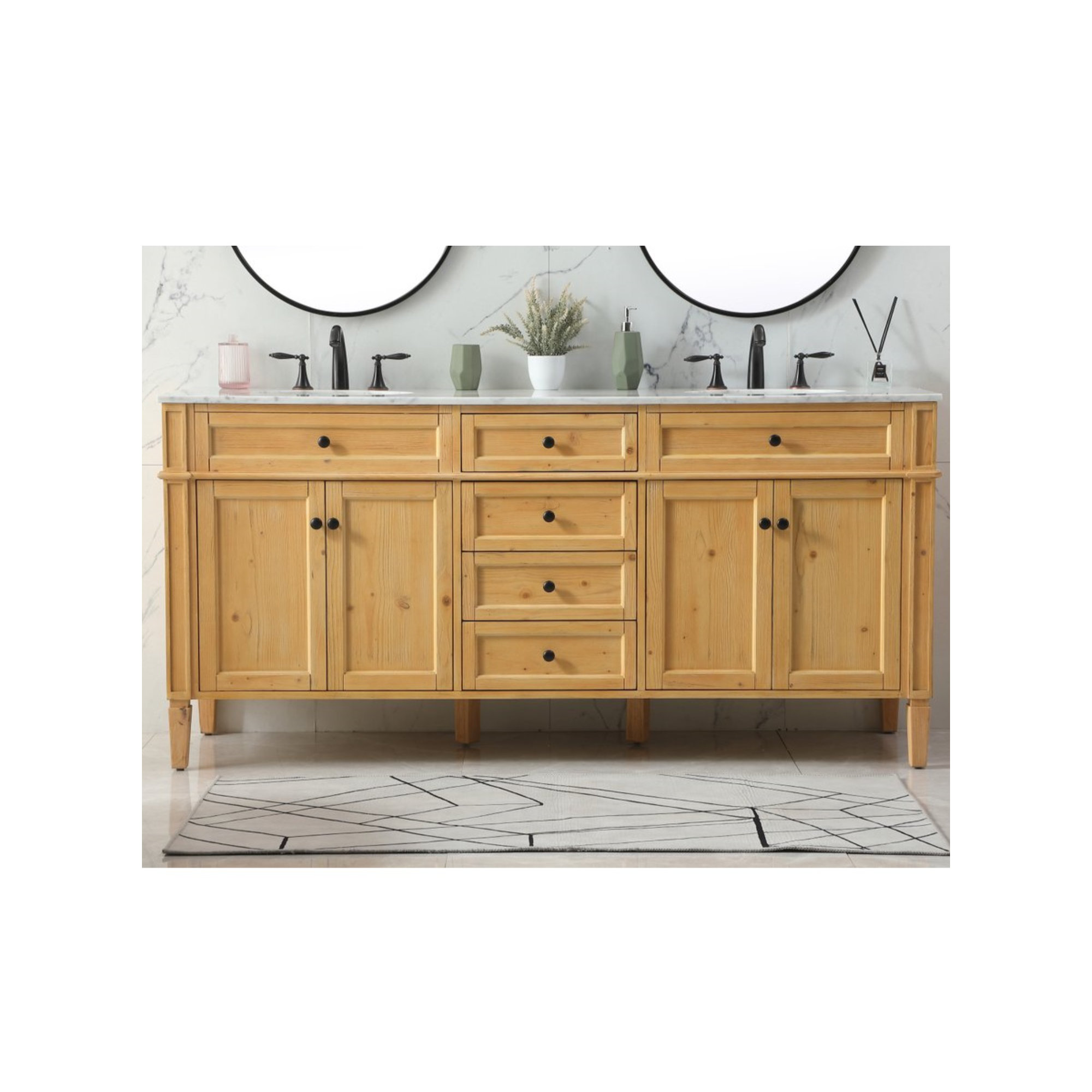 Rivers 72'' Double Bathroom Vanity, Natural
