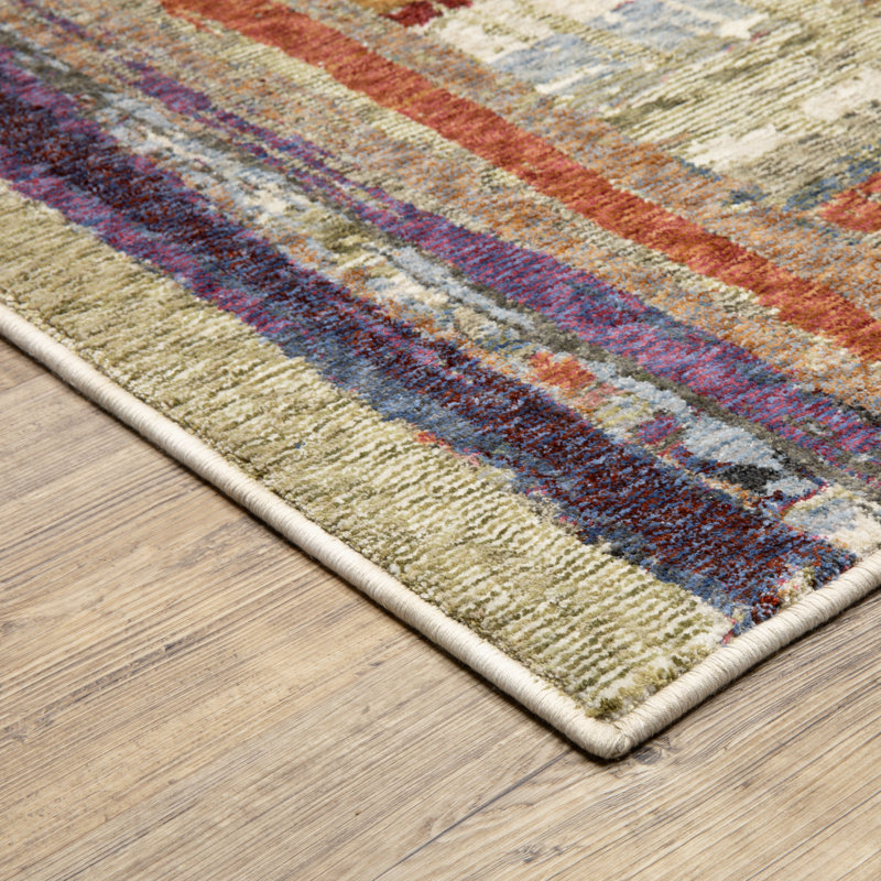 Holub Modern Abstract Grid Multi-colored Area Rug, Rectangle 6'7" x 9'9"