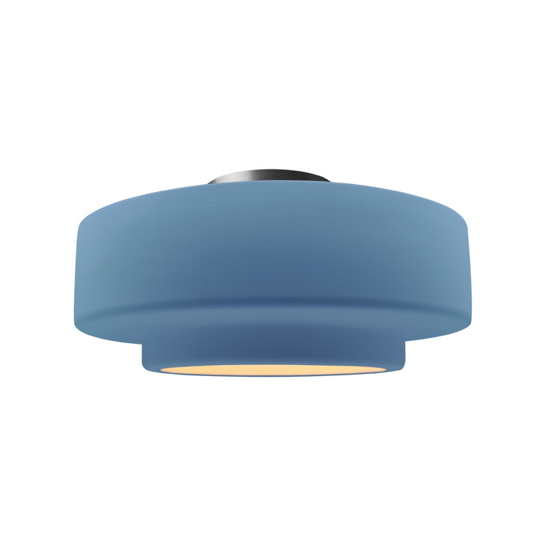 Plafonnier semi-encastré Radiance, H 7,25 po x l 14,5 po x P 14,5 po, Bleu ciel, Nickel brossé