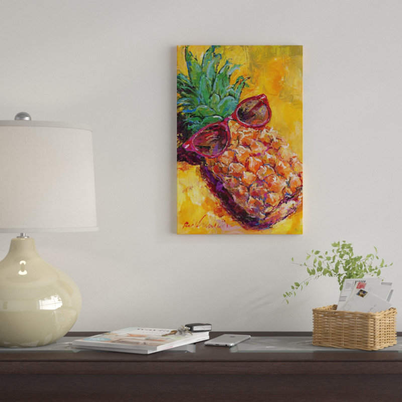 " Art Pineapple " by Richard Wallich, 26" H x 18" W x 1.5" D, Black Floater Framed Canvas, No Mat