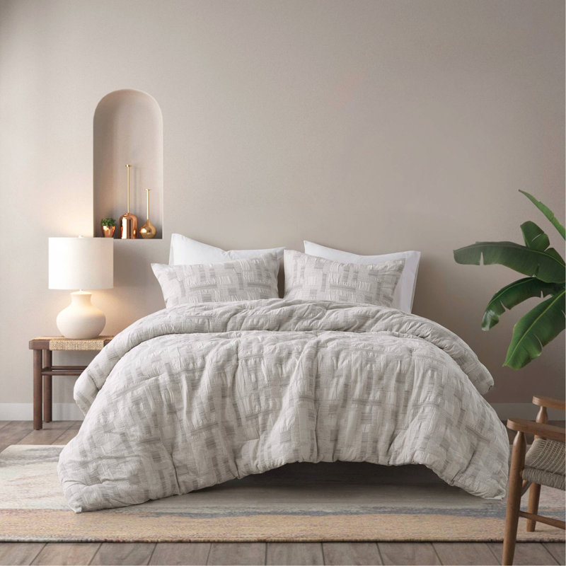 Ensemble d'édredon jacquard en coton 3 pièces, pour lit double / grand lit, hypoallergénique et certifié OEKO-TEX
