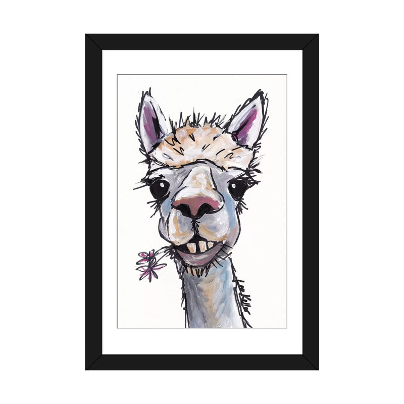« diesel the alpaca », reproduction d’impression sur toile, H 32 po x l 24 po x P 1 po, Papier beaux-arts encadré noir