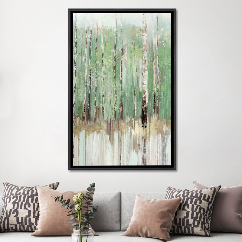 " Tree Essence II " Acrylic Painting, 60" H x 40" W x 1.5" D, Distressed Black Framed Canvas, No Mat