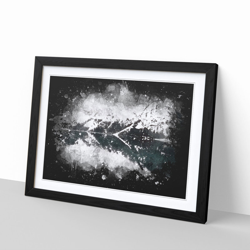 Lake Reflection In Italy Paint Splash - Picture Frame Graphic Art, 62cm H x 87cm W x 2cm D, Black Framed