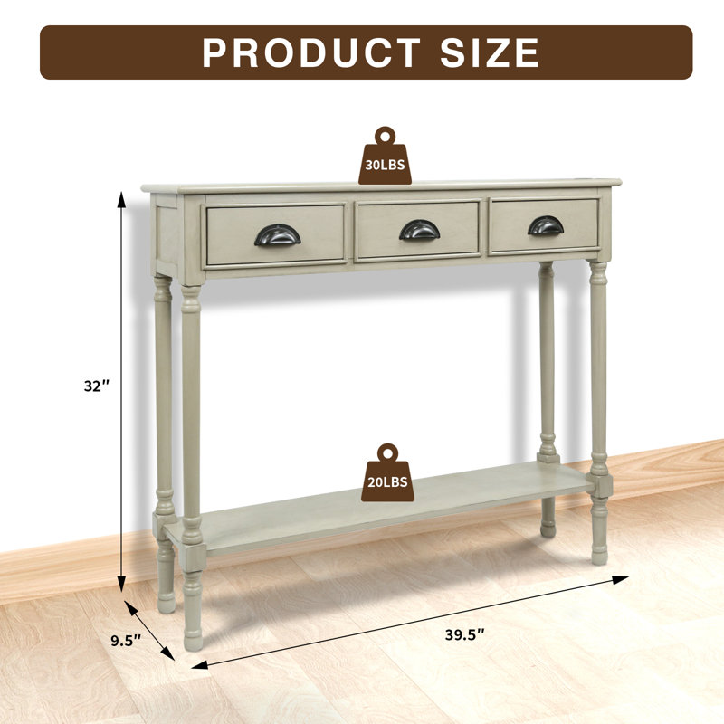 Console en bois massif de 39,5 po Pearsall, Huître rôtie