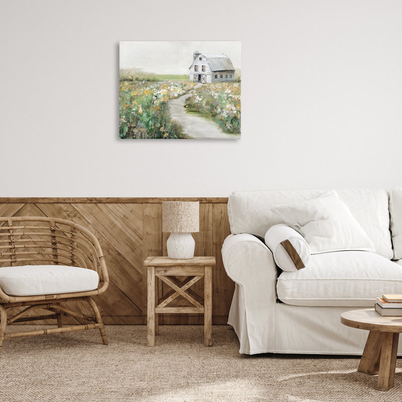 «Farmyard Path to Barn», art mural sur toile par Sally Swatland, H 24 po x l 30 po
