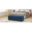 Banc en tissu doux texturé bleu de 50,75 po de largeur avec couvercle à charnières, convient aux repose-pieds de chambre à coucher avec rangement et sièges rembourrés-1094192715