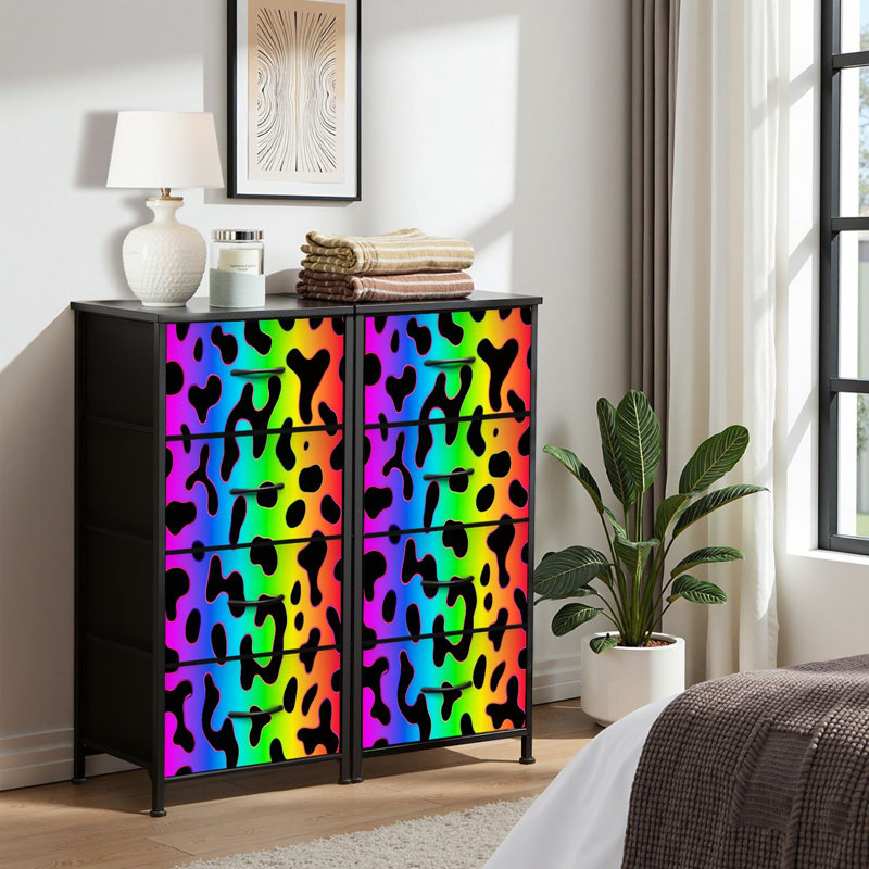 Commode pour commode de chambre à coucher pour placard carré léopard arc-en-ciel sans soudure taches arc-en-ciel