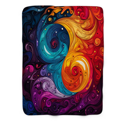 Couverture en sherpa de qualité supérieure Zen Yin Yang Abstraction