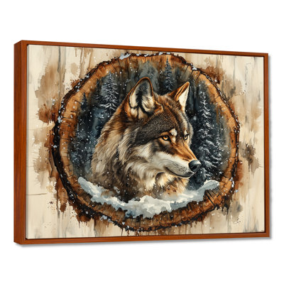 Native Wolf In A Winter Forest Wood Slide II - Wolf Wall Art