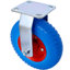 2 roulettes 8 pouces à roulettes plates et fixes, moyeu en acier avec roulements à billes, essieu centré à alésage 5/8 po - Bleu