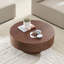 Table basse ronde en faux bois de ronce avec piédestal robuste