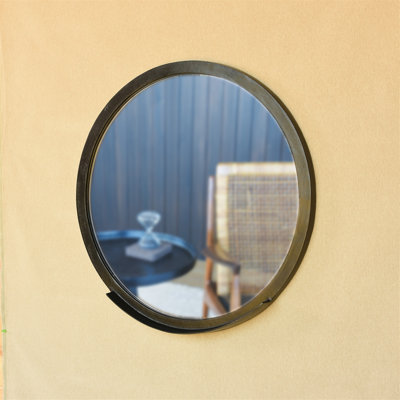 30" Gold Round Framed Accent Mirror